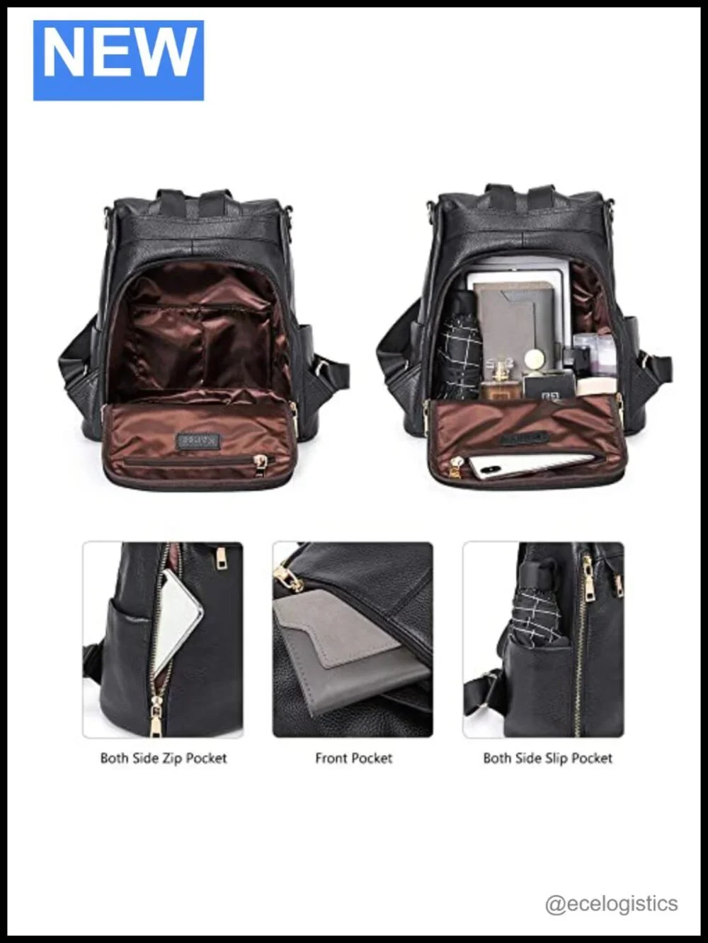 Genuine Leather Anti-Theft Backpack Purse with Laptop Compartment for Work